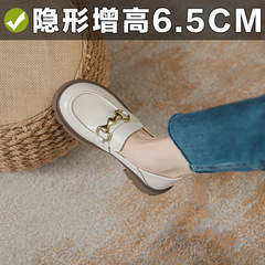 本革の7cmの中で高くなって、小さい靴のゴムの厚い底のカバーの足の金は丸い頭の楽福の靴の32小さいサイズの女性の靴を掛けます。