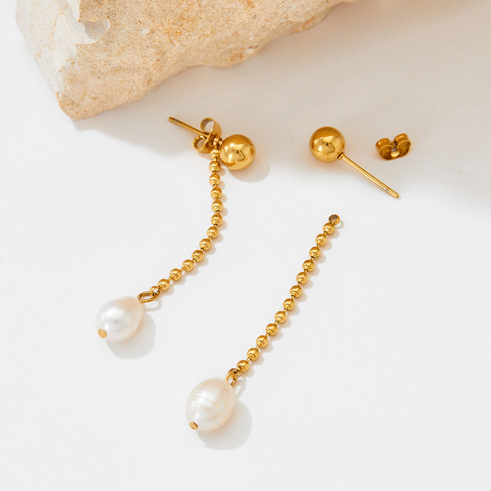 Ear Studs Classification 16K Gold, White Gold Plated, Gold Plating Plating Color 1 Pair Quantity Street Occasion PVD Coated Real Gold Plated 16K Gold White Gold Plated Gold Plating Tassel 304 Stainless Steel Simple Style Waterproof Non Tarnish Ear Studs