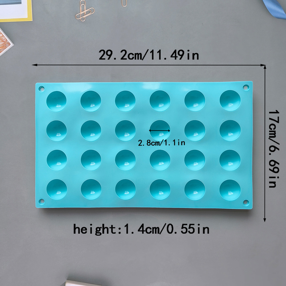 24 agujeros semicircular molde de pastel de silicona 3D esférico chocolate molde de dulces herramientas de horneado molde de hielo 437