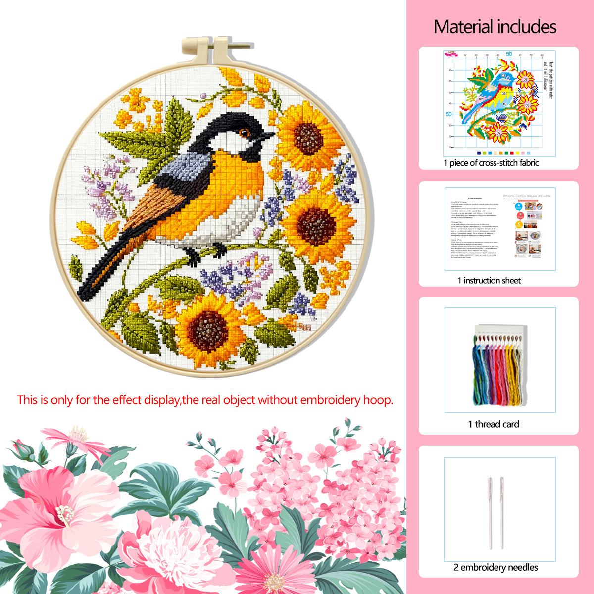 Amazon venta caliente de flores de bordado cruzado animal pequeño conjunto de cuatro piezas pequeño simple DIY conjunto de bordado cruzado decoración image 4