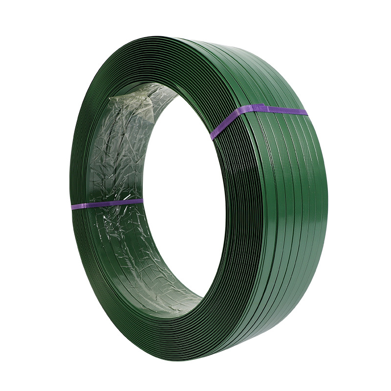 Fabricante de cinta de embalaje de acero plástico PET, punto, cabello lacio, cinta de embalaje de acero plástico PET de múltiples especificaciones, cinta de embalaje de acero plástico verde
