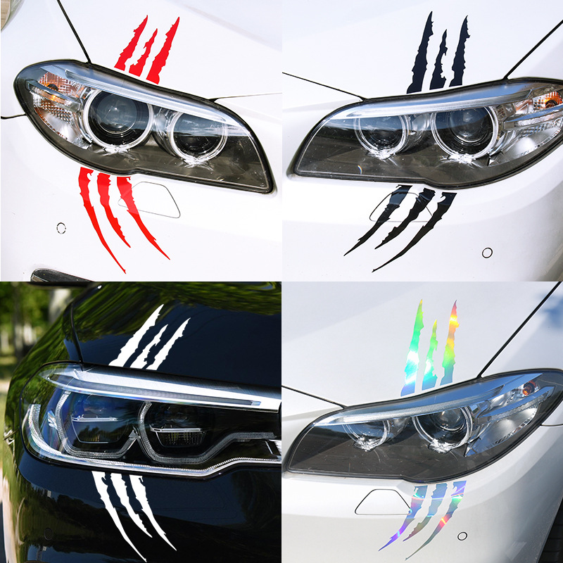 thumbnail image 1 of Pegatinas de coche Reflectante Monster Claw Scratch Marks Faro Parachoques Pegatina Calcomanía impermeable (negro, blanco, rojo, degradado de siete colores), 1 of 5