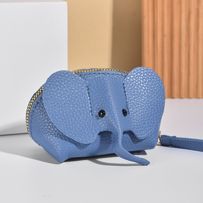 Nuevo bolso colgante bolso clave de las mujeres bolso de la tarjeta creativa de cuero elefante monedero cremallera giro a mano lápiz labial bolsa de almacenamiento