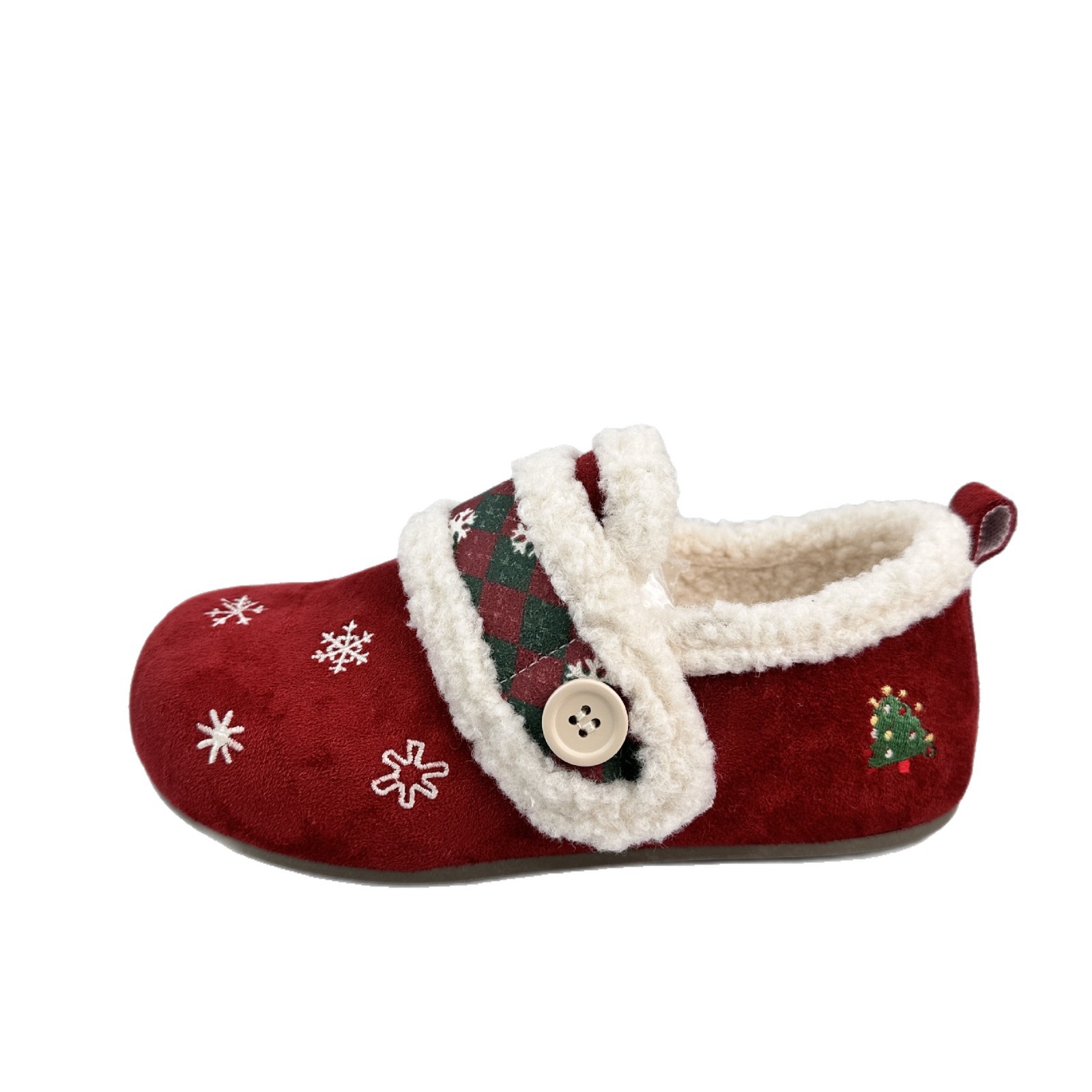 Zapatillas de lana de fondo suave de ondas largas con zapatillas de burken para mujeres 2025 calentamiento de invierno de lana retro zapatos de algodón