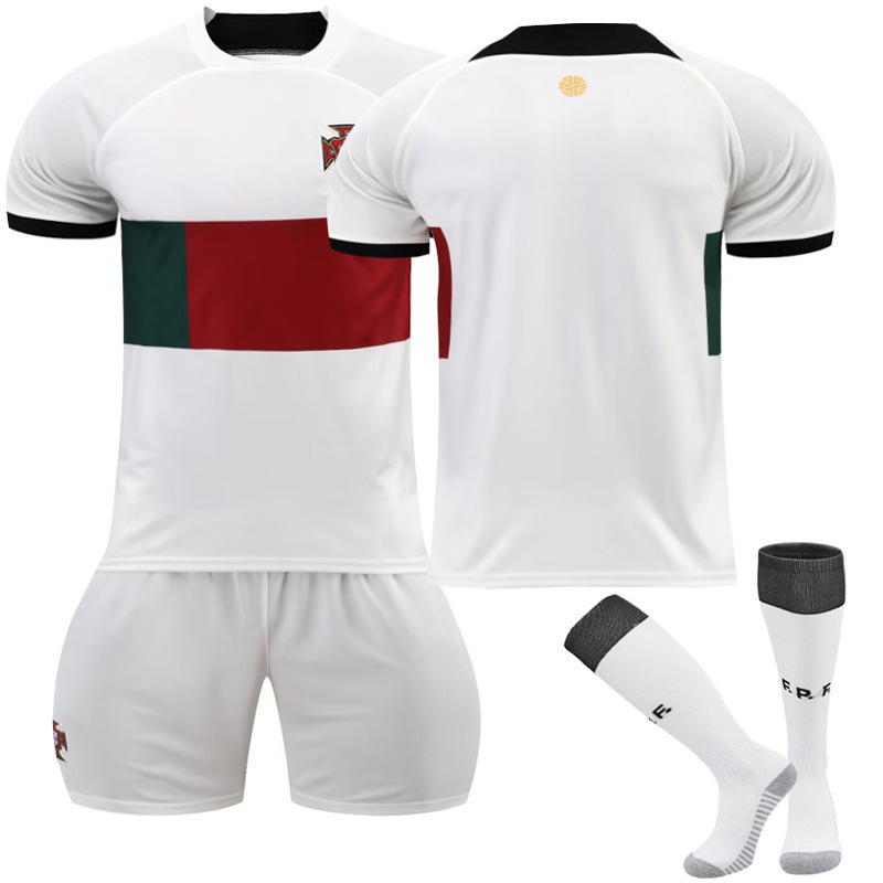 Venta al por mayor 2022 Copa del mundo equipo nacional Portugal lejos blanco N ° 7 C Luo fútbol uniforme traje de manga corta traje de entrenamiento