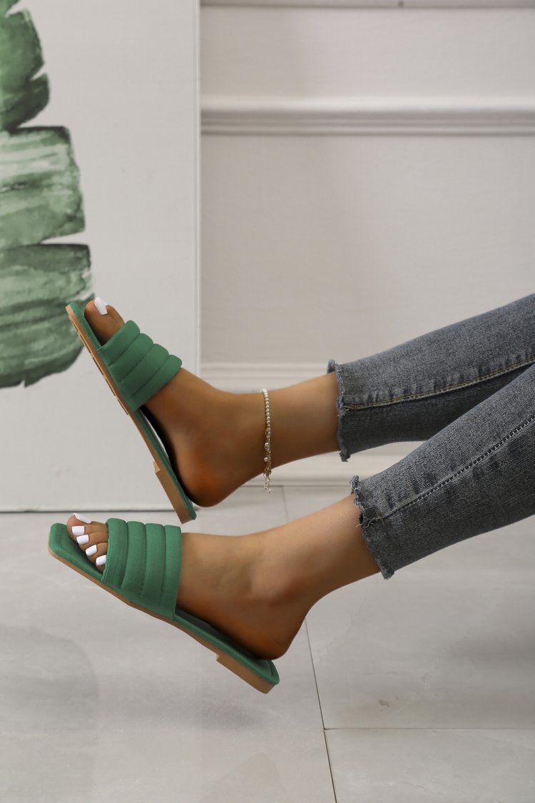 Women's Ladies Slides Indoor Leather Fabric Waterproof Non-Slip Flip Flops_voghion.com