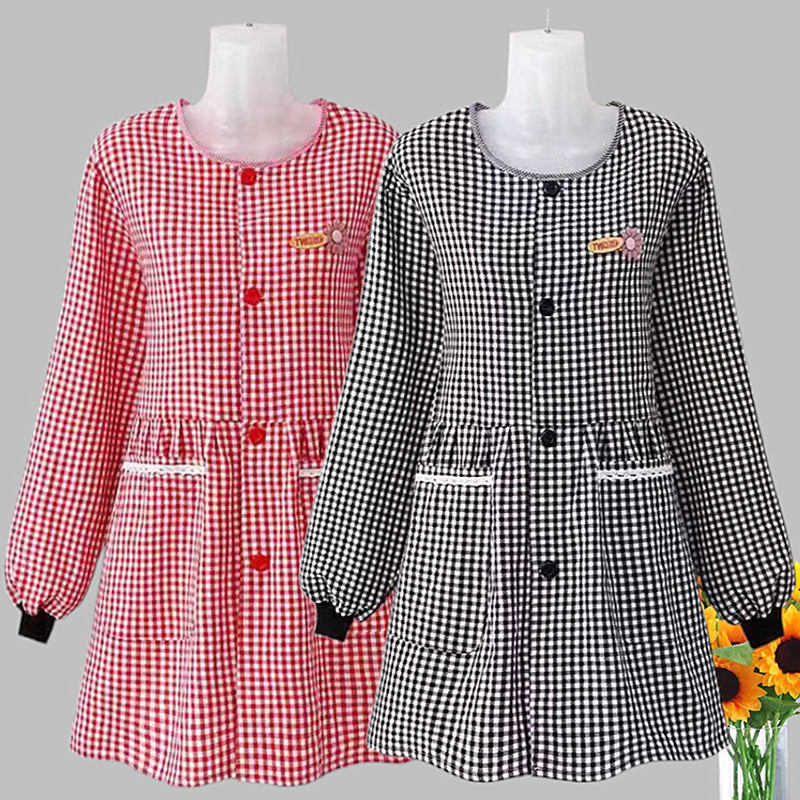 New apron kitchen household oil-proof wear-resistant long-sleeved overcoat women's outer wear adult work pure cotton breathable overalls New apron kitchen household oil-proof wear-resistant long-sleeved overcoat women's outer wear adult work pure cotton breathable overalls