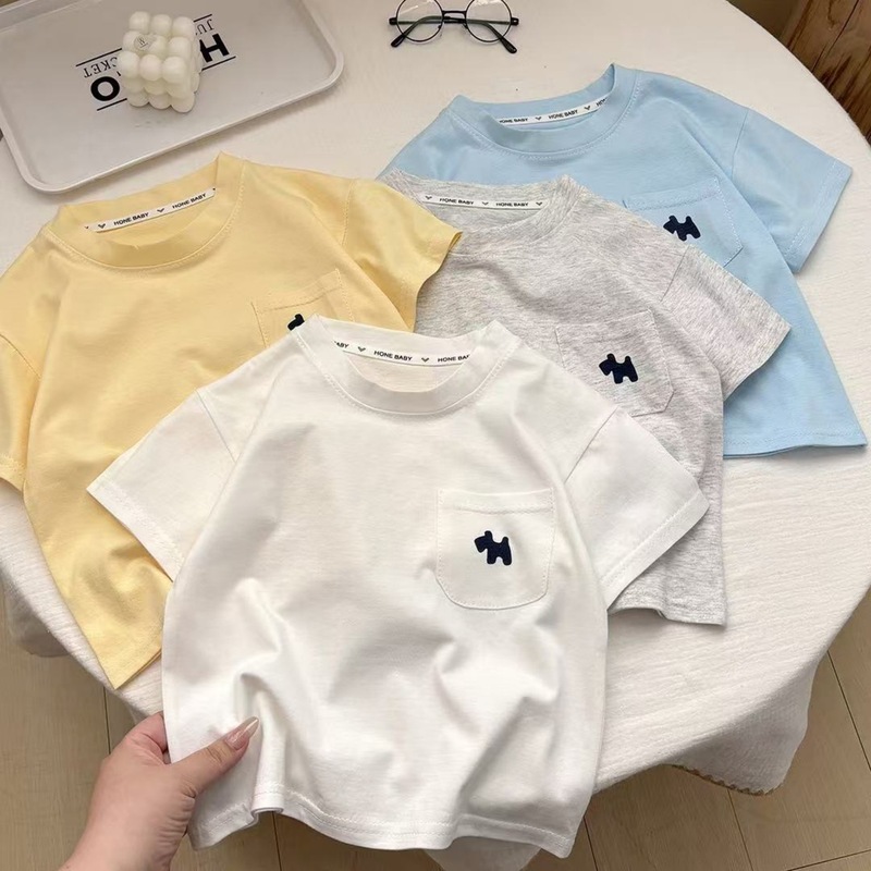 子供の純綿 Tシャツ純綿男の子夏服ベビー新しい子供服女の子ルーズカジュアルトップス半袖|undefined