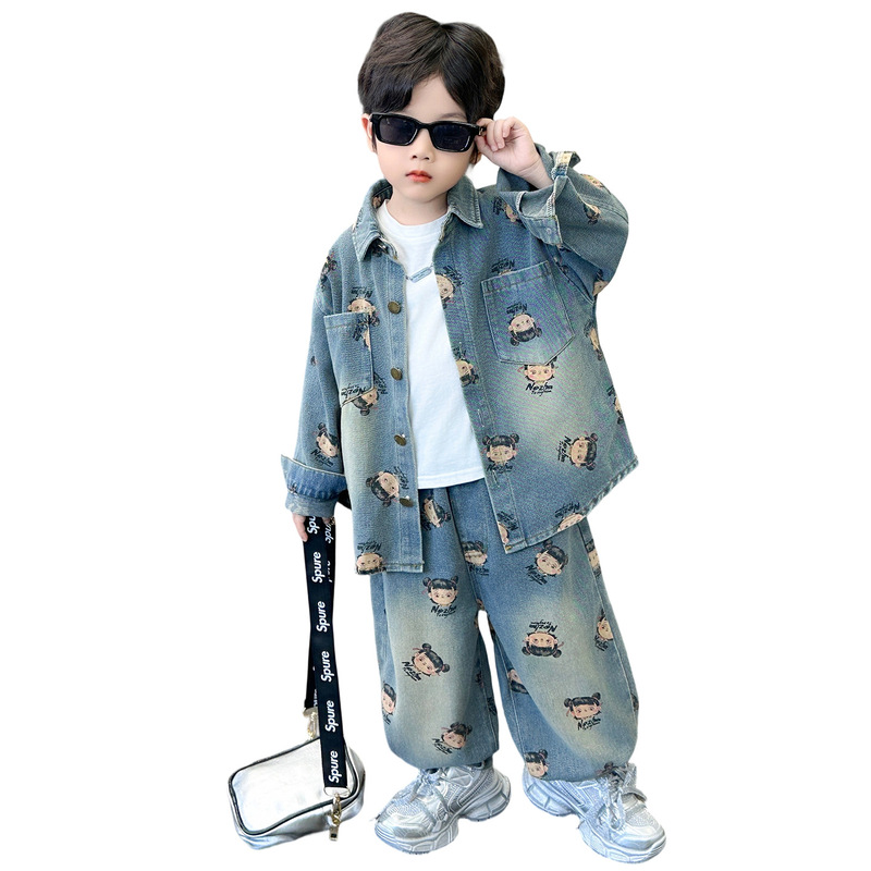 男童哪吒牛仔套装2025春秋季新款儿童帅气潮款两件套中小童衣服|undefined