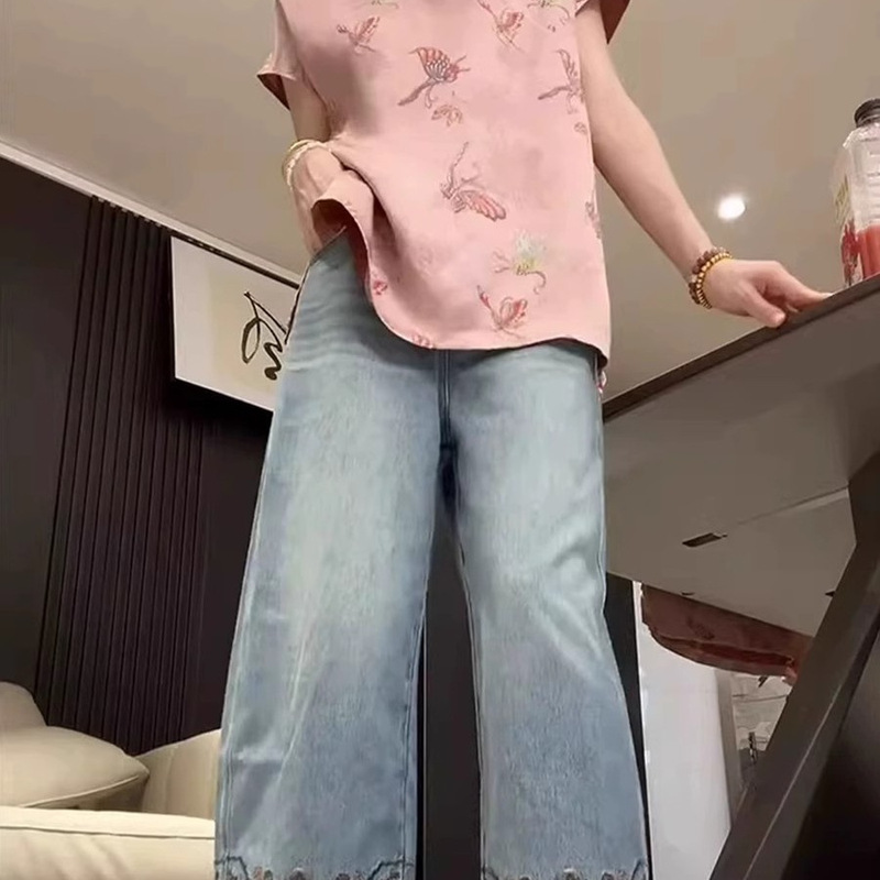 【New Store Arrival】Women's Jeans 2025 Autumn New Collection Eight-Point Wide-Leg Pants Non-Stretch This Year's Trending Hit 【New Store Arrival】Women's Jeans 2025 Autumn New Collection Eight-Point Wide-Leg Pants Non-Stretch This Year's Trending Hit