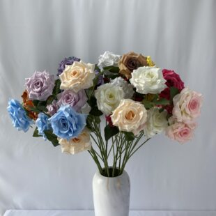 3 head long, sweetheart rose simulation flower wedding wedding hall home hotel decoration flower arrangement foreign trade fake flowers