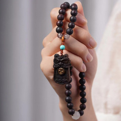 降真香雙圈手鍊DIY瑞獸貔貅無事牌吊墜國潮百搭車掛件文玩念珠