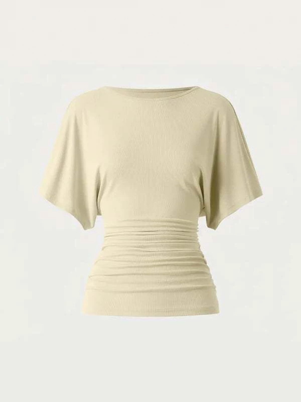 Boat neck bat sleeve side lapel top stylish and comfortable women's fashion, summer tops for women summer vibe 4