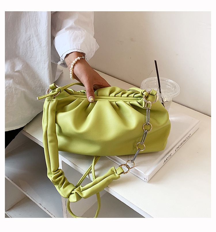 Western Style Pleated Chain Cloud Bag Female Summer 2021 New Fashion Simple Shoulder Underarm Bag Crossbody Dumpling Bag display picture 43