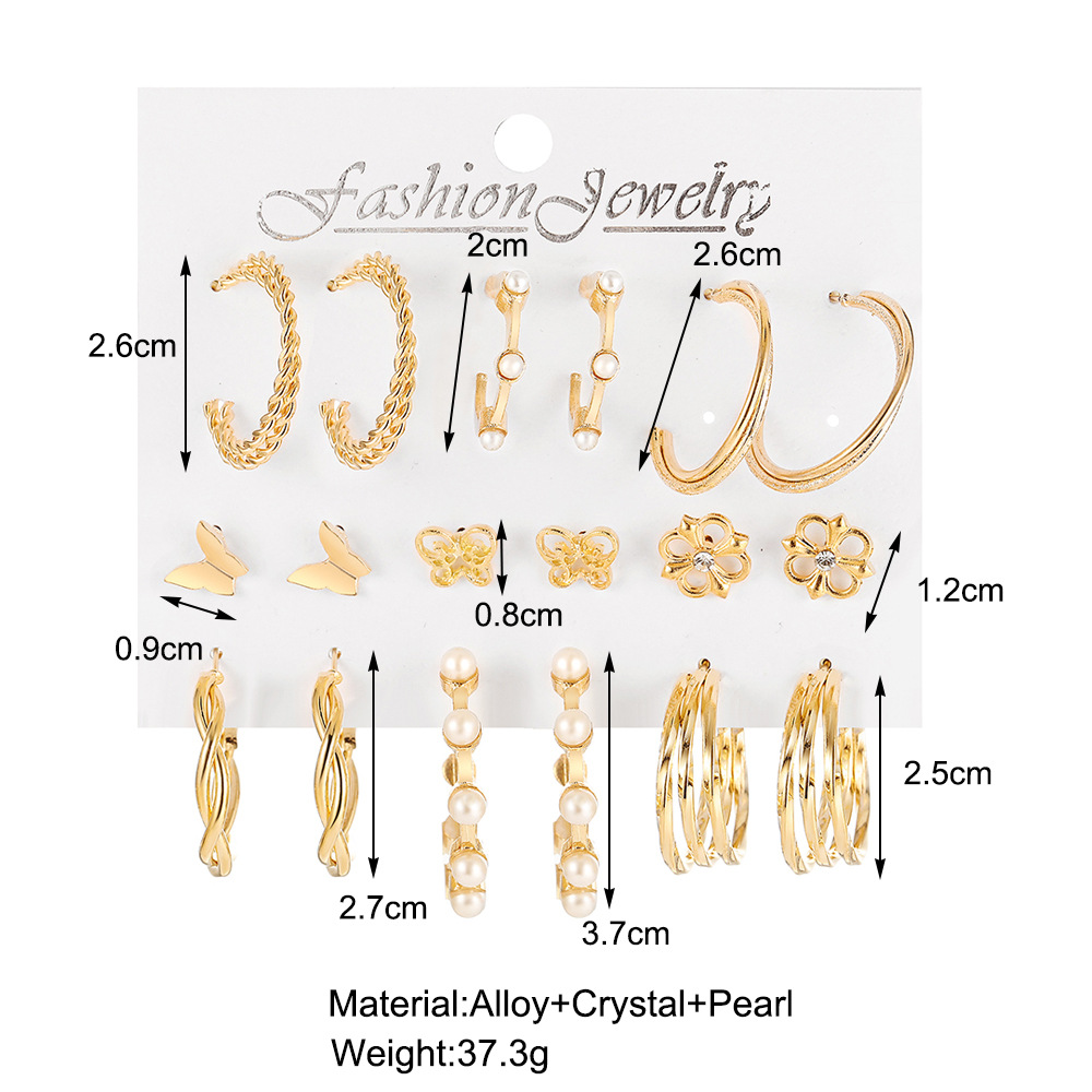 18g Weight Rhinestones Inlay Material Earrings Classification 1 Set Quantity Daily Occasion Imitation Pearl, Metal Material Star, Heart Shape Pattern Women'S Gender Plating Design Simple Style Style 1 Set Simple Style Star Heart Shape Plating Imitation Pearl Metal Rhinestones Earrings 3