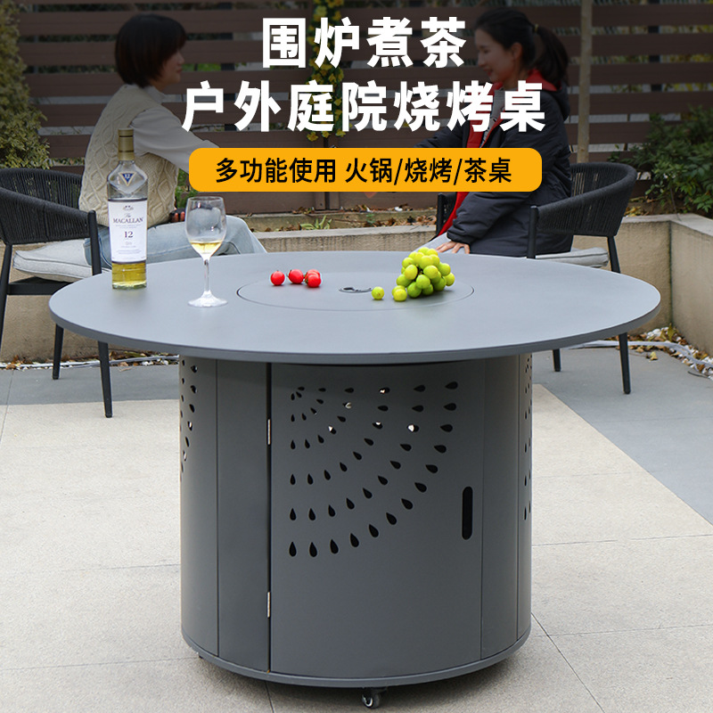 Artesanos al aire libre patio parrilla parrilla multifuncional gran mesa de jardín carbón eléctrico calefacción de doble propósito casa