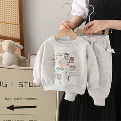 男女童春秋新品中小童洋气棉卫衣宝宝休闲卫衣卫裤两件套儿童套装