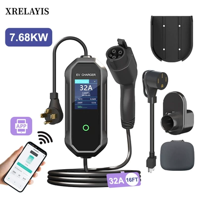 Elektrikli avtomobil şarj stansiyaları Pile 7.68Kw Tesla Wenjie - 16ft-5m-flagship-version-with-app-type1-american-standard-single-phase-32a-768kw