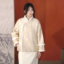 2025新款冬季新中式加厚毛边外套女式国风时尚盘扣加厚保暖上衣