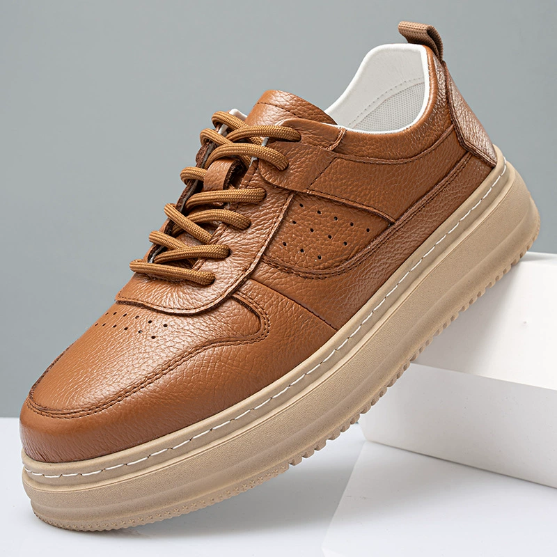 Новые мужские повседневные кожаные туфли первого слоя из воловьей кожи, мужские спортивные универсальные кроссовки ручной работы онлайн на толстой подошве, модная обувь