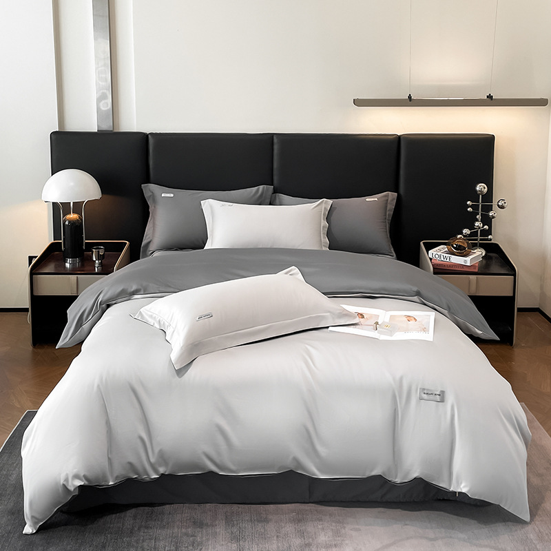 Juego de cuatro piezas de algodón de fibra larga, modelo nuevo 2024, 60 unidades, funda nórdica totalmente de algodón, estilo de sábana bajera individual, estilo de lujo ligero.
