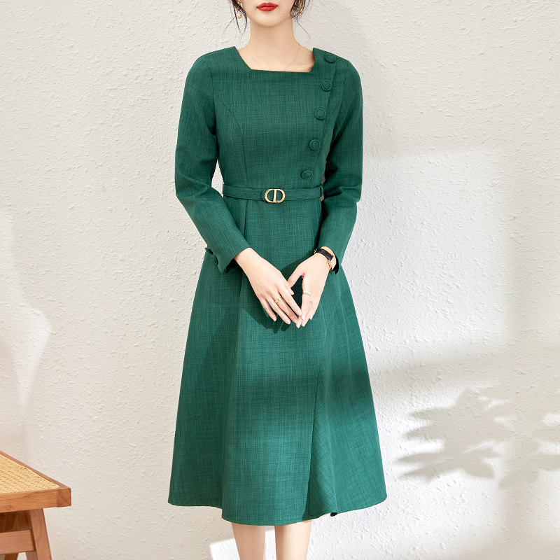 2401710-Shenzhen Nanyou commuter elegant simple formal occasions do not pick people waist dress women's thin