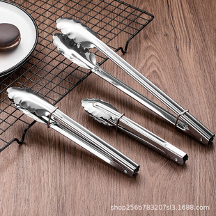 Outdoor camping barbecue clip BBQ stainless steel food clip 7 inch portable bread clip steak clip