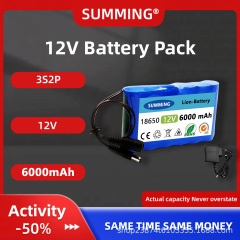 12V 6000mAh 充電式リチウム電池パック、容量 DC 12.6v 30Ah、CCTV 監視カメラ
