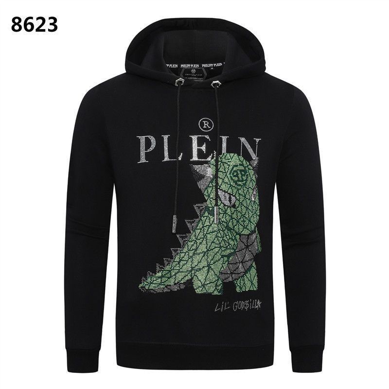 European and American PP trendy brand skull print men's long-sleeve T-shirt, fashionable and stylish hooded sweatshirt, wholesale for young men