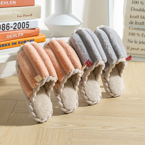 Cotton slippers for women in autumn and winter for home use, indoor, non-slip thick soles for couples, warm confinement, winter plush men's slippers