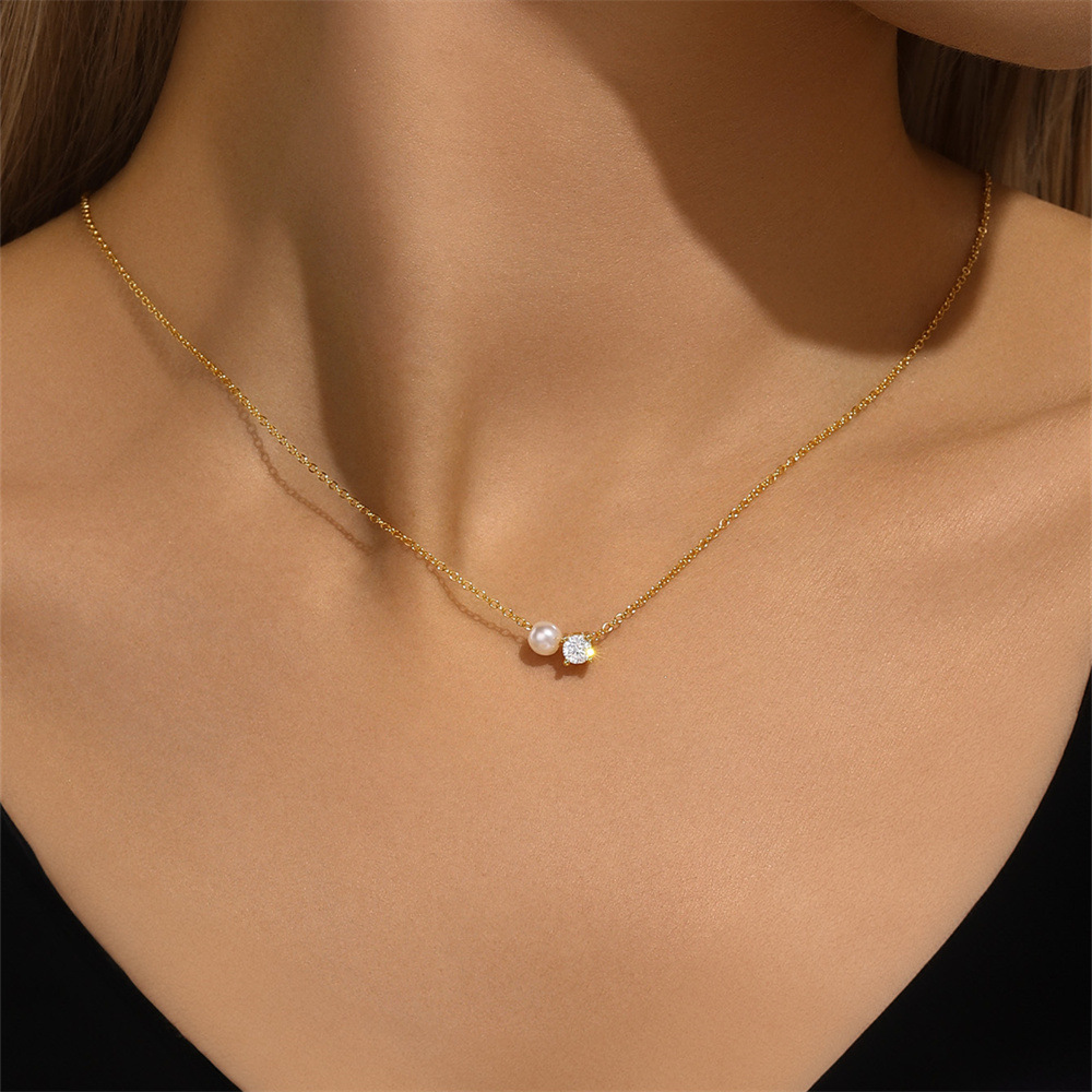 Necklace Classification 925 Sterling Silver Zircon Pearl Plating Inlay Geometric Necklace