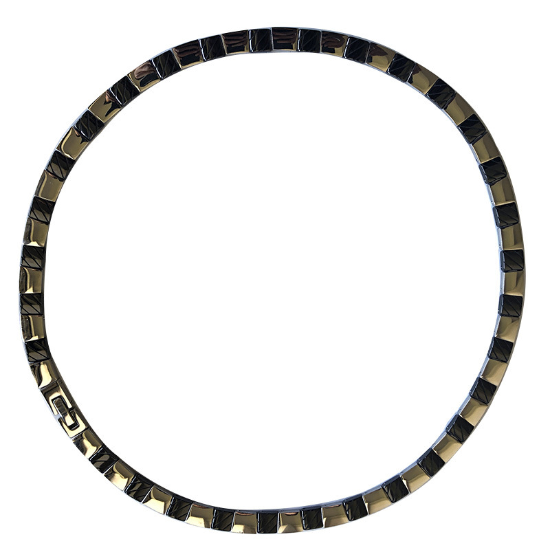 Collar europeo y americano nuevo titanio acero con cerámica bambú unisex magnético impermeable no se desvanece collar