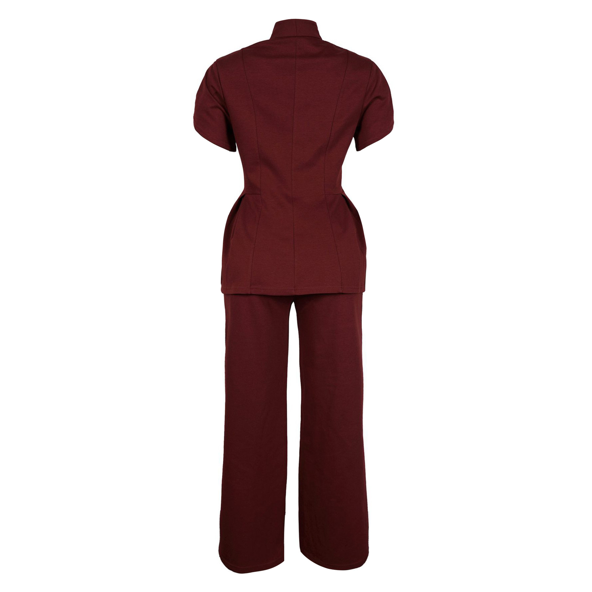 Completo elegante due pezzi con maniche a sbuffo per donna_voghion.com