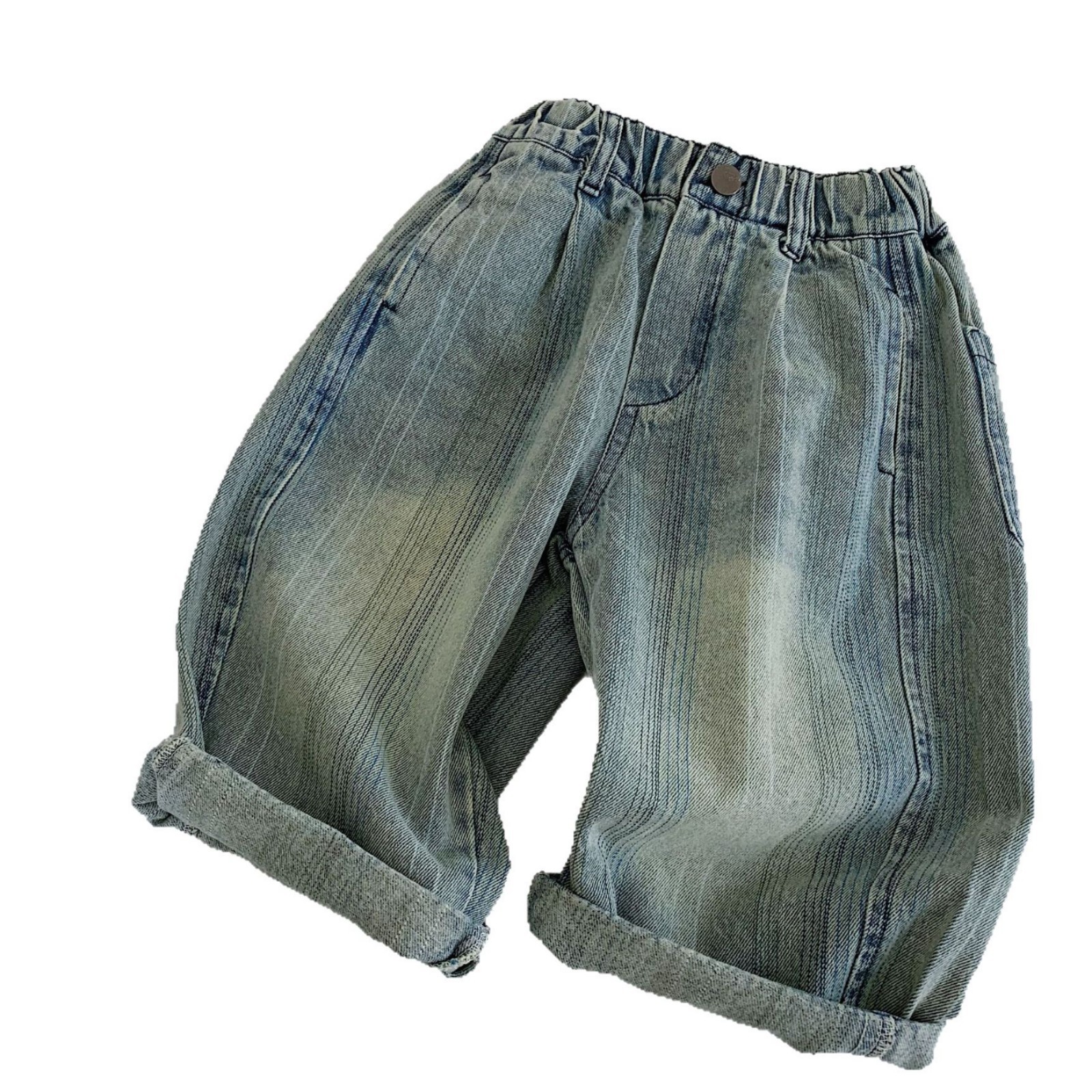 Pantalones infantiles Mai Bao 2025, otoño nuevo estilo coreano, jeans sueltos para niños y niñas, pantalones de estilo extranjero para bebés, Huzhou, tela interior
