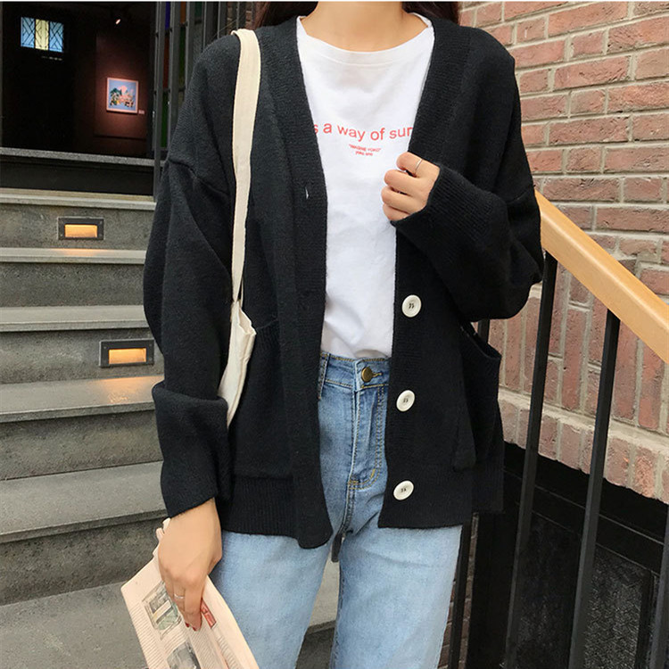 毛衣女外穿2025秋冬新款韩版宽松洋气慵懒风纯色针织开衫外套上衣|undefined