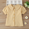 girl A short sleeved shirt princess jacket Korean Edition 2021 summer new pattern CUHK girl puff sleeve shirt