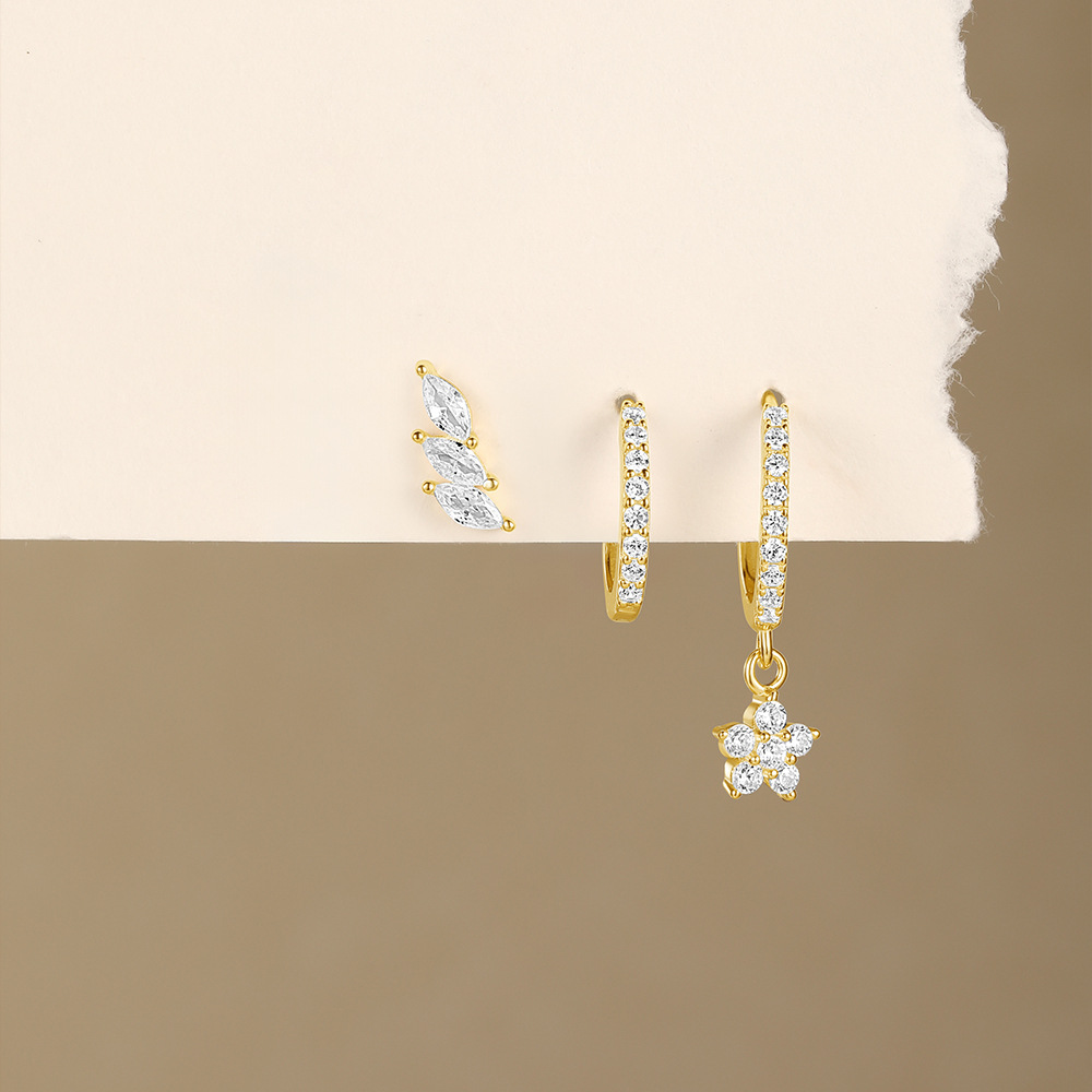 2g Weight 925 Sterling Silver Ear Needle Material Zircon Inlay Material Earrings Classification 3 Pieces Quantity Holiday, Travel, Daily Occasion 925 Sterling Silver Material Lightning Pattern Women's Gender Plating Design Simple Style, Streetwear Style 3 Pieces 925 Sterling Silver Zircon Lightning Earrings 9