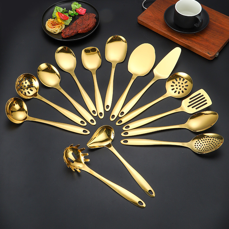 Paquete de utensilios de cocina transfronterizos de oro set de catorce piezas cocina