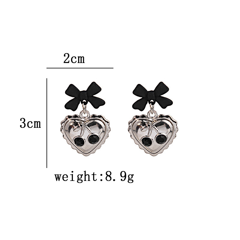 1 Pair Fashion Heart Shape Bow Knot Alloy Plating Women's Drop Earrings display picture 2