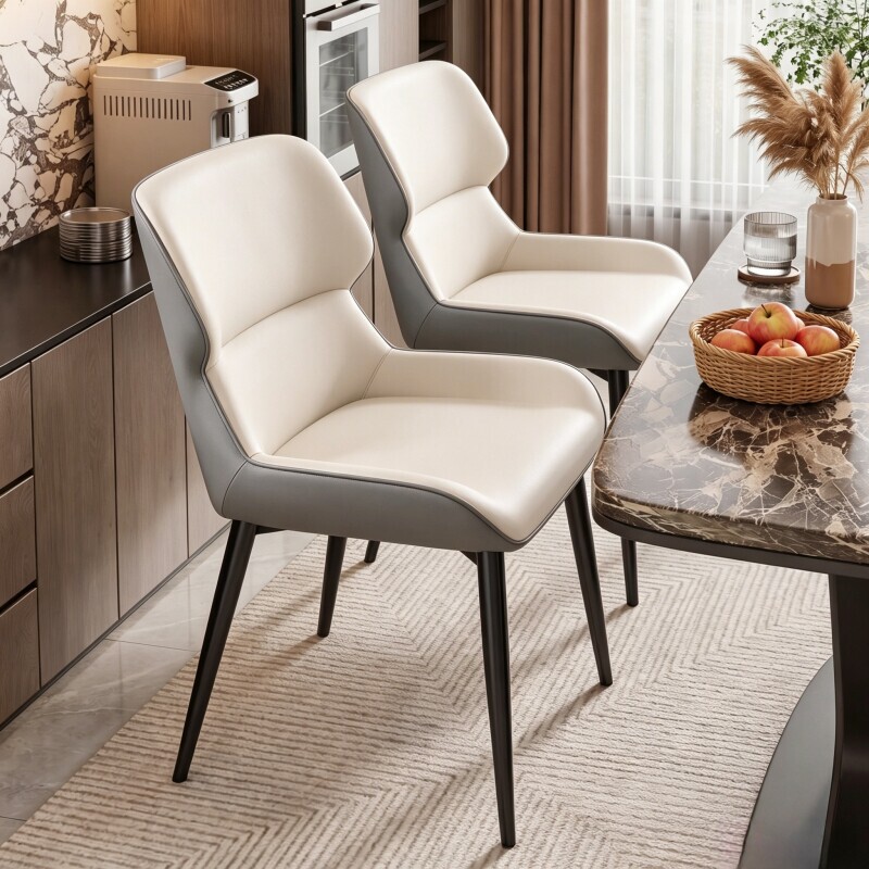 Modern Light Luxury Softback Dining Chair for Home Use, Suitable for Dining Room, Study, Tea Room, Meeting, and Reception, Comfortable for Long Sitting, Leather Art Chair
