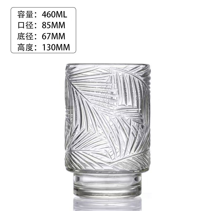 Glas de vela transparente engrosada en relieve candelabro de incienso hecha por sí mismo vasos de vela DIY recipiente de cera de boca grande adornos candelabro