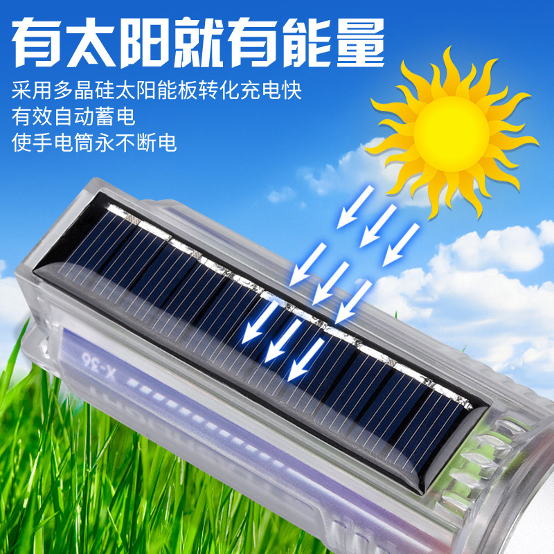 Tiktok luz fuerte láser blanco zoom linterna de carga solar al aire libre rojo y azul luz de advertencia mini linterna remota