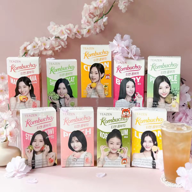 Twice's Same Brand Korean Imported Teazen Kombucha, Low-Calorie, 0 Sugar, Delicious Fruit-Flavored Tea, Easy to Carry and Drink on the Go