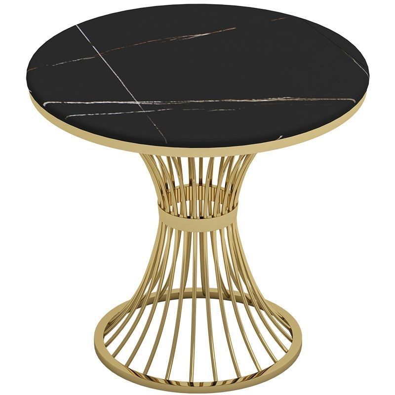 Snow mountain white round table black