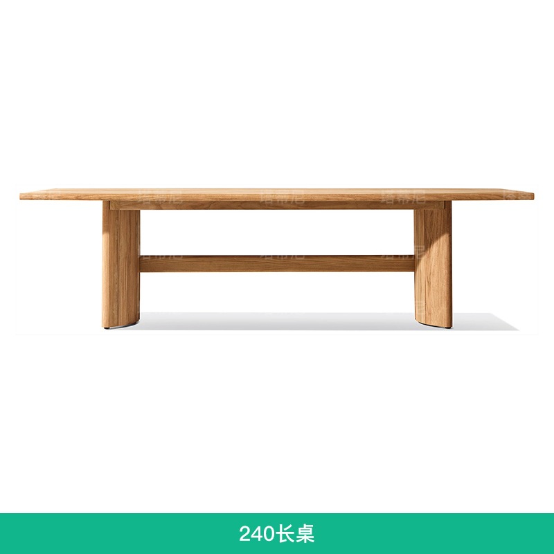 Mesa y silla de madera maciza al aire libre, patio villa, mesa larga de ocio al aire libre, terraza de jardín al aire libre, combinación de mesa impermeable y protector solar image 13