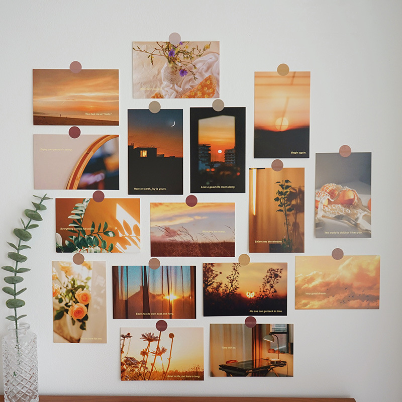 Dusk sunset sunset scenery postcard ins style bedroom room wall sticker wall decoration card