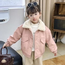 女童皮衣2025新款冬装中小童女宝宝加绒加厚儿童冬款夹克保暖外套