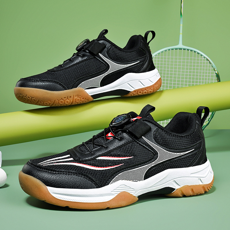 2025 zapatos de bádminton para niños zapatos de voleibol de otoño botón giratorio para niños tenis de mesa zapatos de tenis de niñas