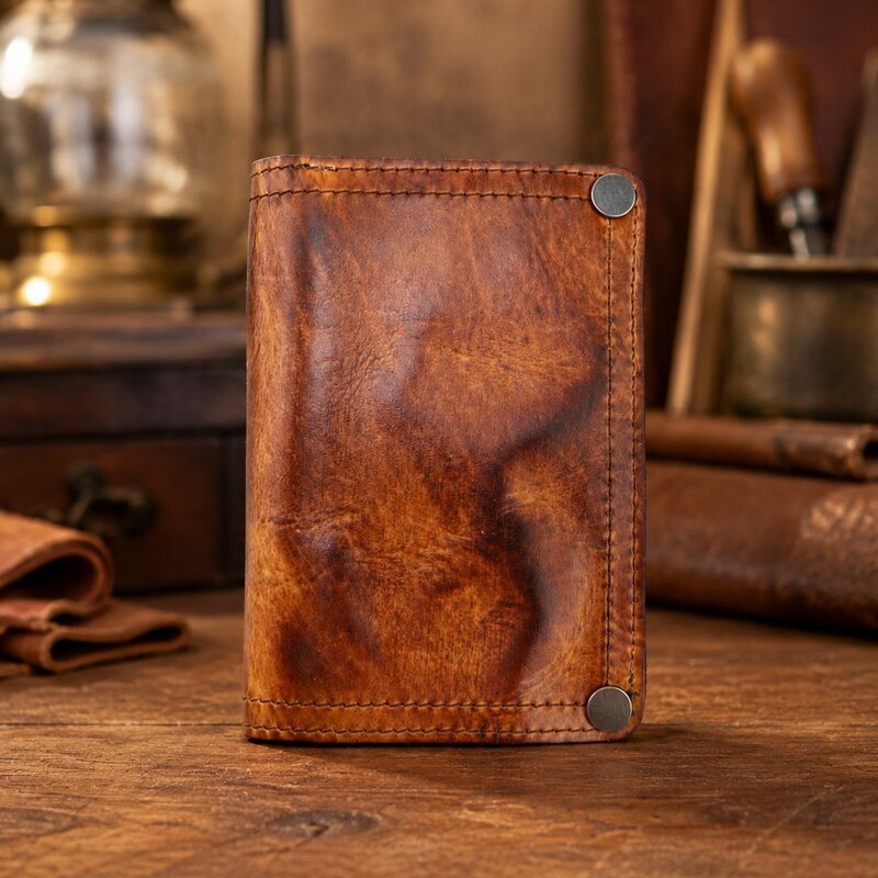 Men's Vintage Genuine Leather Wallet, First-Layer Vegetable-Tanned Leather, 80% off Multiple Card Slots, Snap Button, Trendy Casual Short Wallet Men's Vintage Genuine Leather Wallet, First-Layer Vegetable-Tanned Leather, 80% off Multiple Card Slots, Snap Button, Trendy Casual Short Wallet
