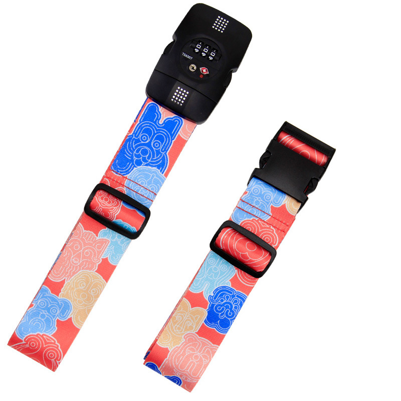 Transfronterizo nuevo trolley caja de embalaje cinturón TSA Aduanas Bloqueo de equipaje cinturón de una palabra hebilla contraseña bloqueo caja de encuadernación cinturón